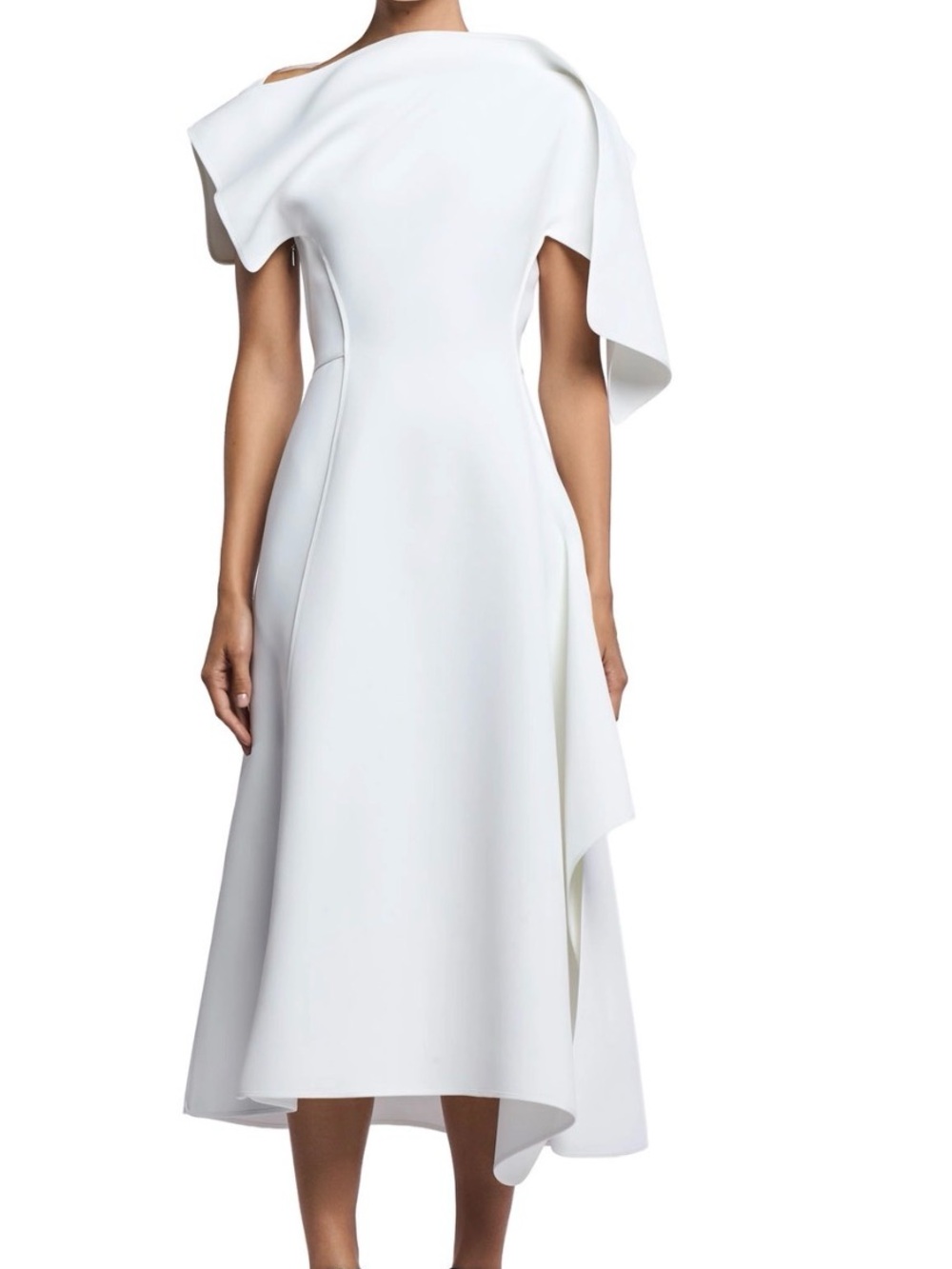 Maticevski Asymmetric White Midi Dress